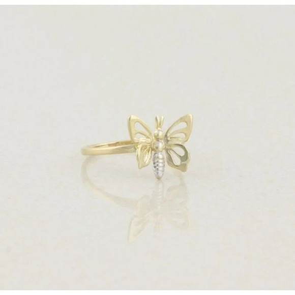 10k Yellow Gold Butterfly Ring Size 7 1/4 - Picture 5 of 7